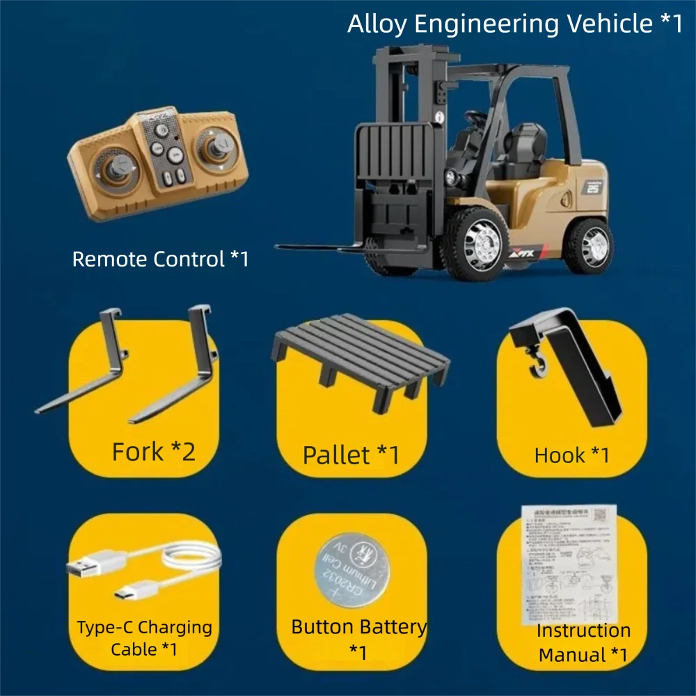 

Забавный сплав 1/64, коллекция вилочных погрузчиков с дистанционным управлением, мини-инженерная машина, подарок для мальчиков, настольная модель