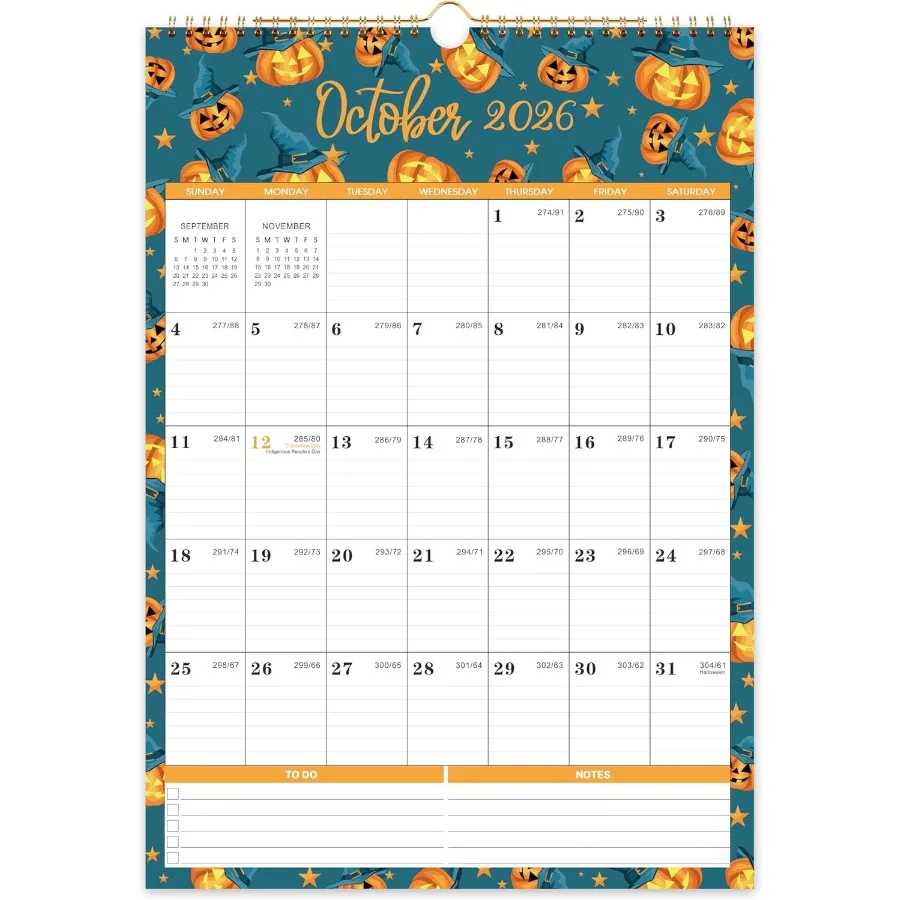 

2026 Wall Calendar 2026 Calendar JAN 2026 DEC 2026 Large Calendar 2026 12 Monthly Calendar Large with Hanging Hook 12" x 17" Pe