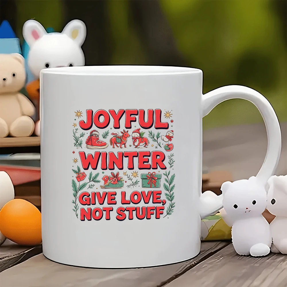 

11oz Mug + Joyful Winter Christmas Design + Kids Cup Family Office Coffee Cup Set - Essential Christmas Gift