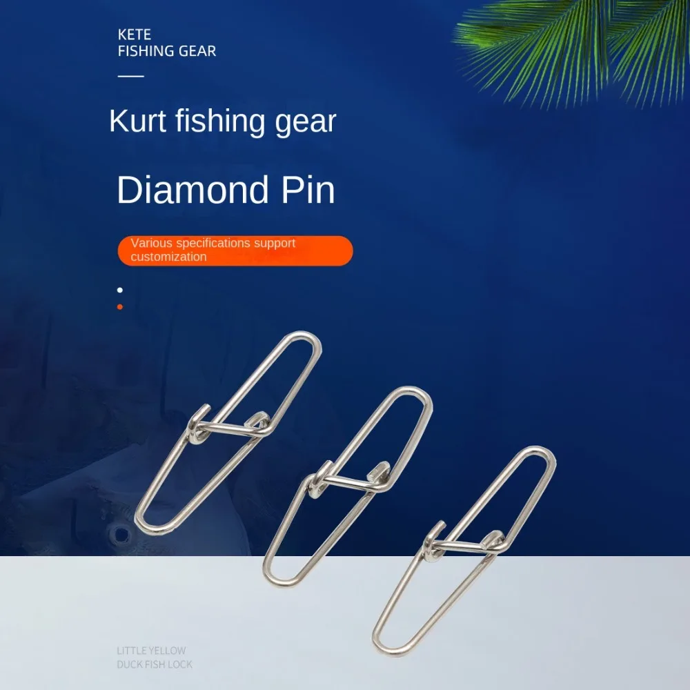 Safety Pin Fishing Double Button Pin Fishing Connector Snap Accessories Stainless Steel Super Ribbed Pins Stainless Steel Silver