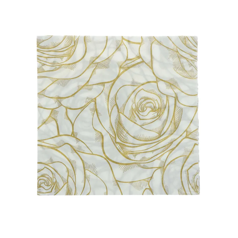 

20pc decorated golden rose napkin party, disposable flower pattern napkin table, party wedding party beautiful lily napkin hot