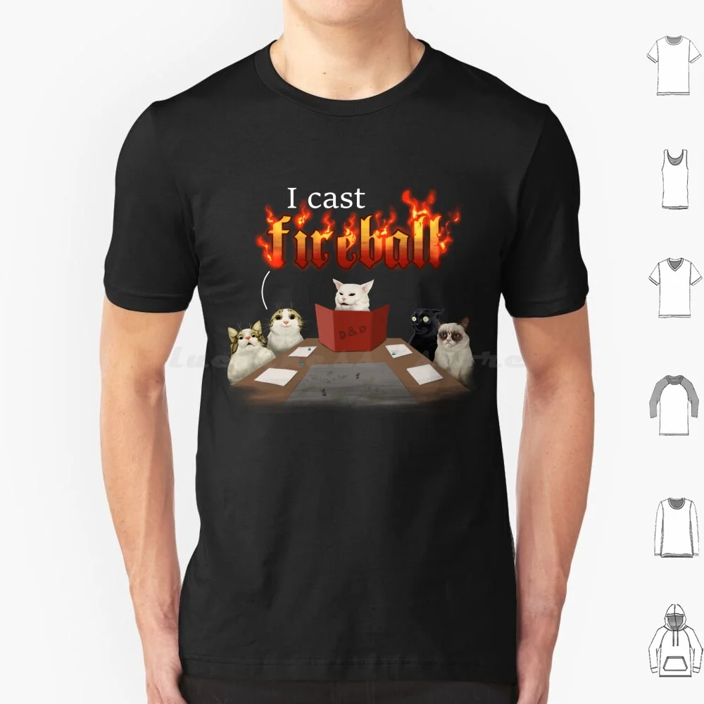 I Cast Fireball T Shirt 6xl Cotton Cool Tee Rpg Party Group Dnd D D And Fireball Cast Spell Cats Meme Funny Pun Joke