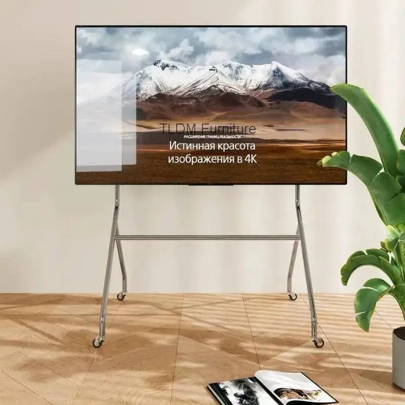Ideal Eco-Friendly TV Damage Racks No Rolling TV Minimalist Stand Wall Stainless Steel for Modern Temporary Setups and Events