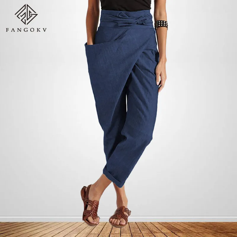 Plus Size Cargo Pants Women Casual Loose High Waisted Solid One Side Pocket Pants Wide Pants Women High Waist Female Clothing