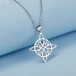 Sipuris Celtics Knot Necklace For Women Stainless Steel Witchcraft Vintage Trendy Spiral Cross Irish Amulet Jewelry Gift New In