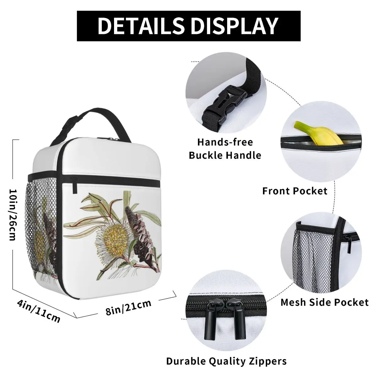 Banksia Flower Pod Australian Flora Yellow Insulated Lunch Bag for Women Office Cooler Thermal Food Box Tote Lunch Boxes