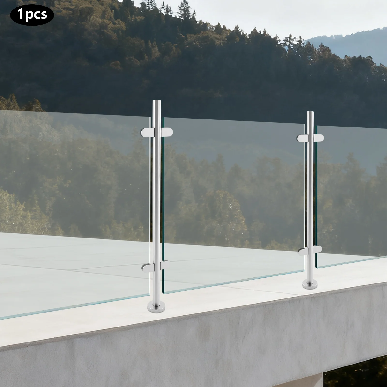 304 درابزين من الفولاذ المقاوم للصدأ عمود سياج شرفة زجاجية 110 سنتيمتر عمود الدرابزين الداخلي الخارجي مع قاعدة #2