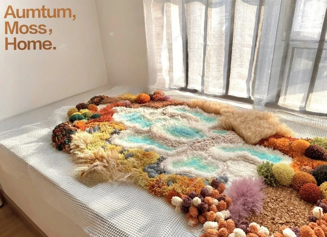 Confezione di materiali per tappeti in muschio Tappeto fatto a mano fai-da-te fatto in casa per camera da letto (prodotto non finito)