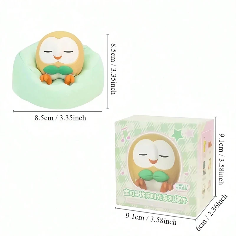 Genuine Pokemon Toys Pikachu Charmander Meowth Slowpoke Rowlet Snorlax Cute Anime Figure Sleep Model Dolls With Dustproof Pad