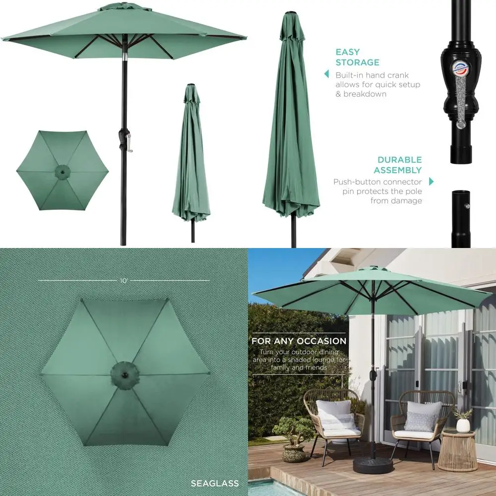 

Зонт для патио с ручным подъемным механизмом из стали и полиэстера с простым кнопочным механизмом наклона