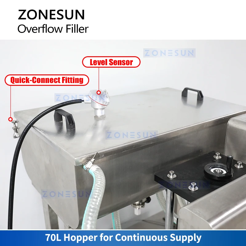 ZONESUN ZS-DTGZ400 Gravity Liquid Filling Machine For Siphon Wine Bottle Overflow Filling view 3