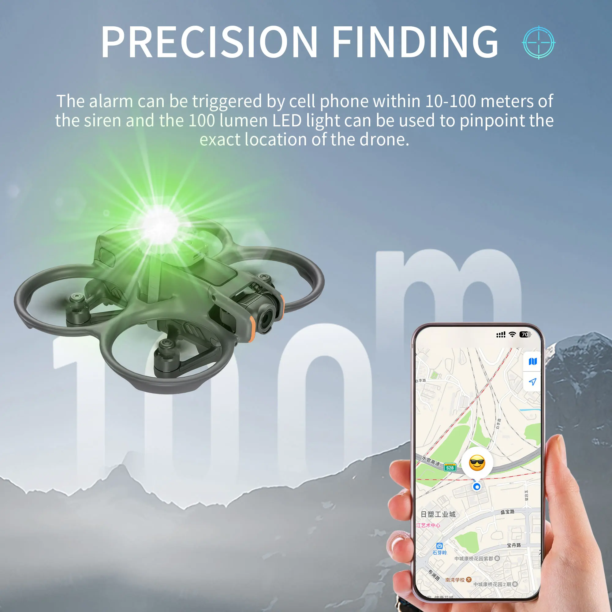 الطنان إنذار الطائرة بدون طيار ل DJI Avata 2/Mavic 3 PRO/Air 3S/2S/Mini 4 PRO/Mini 2/NEO وحدة تحكم في الطيران GPS المقتفي تتبع الموقع