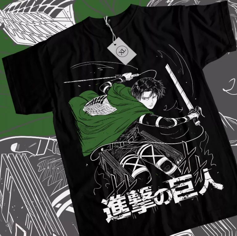 Levi Shingeki T-shirt No Kyojin Attack on Titan Anime AOT Horror Shirt All Size