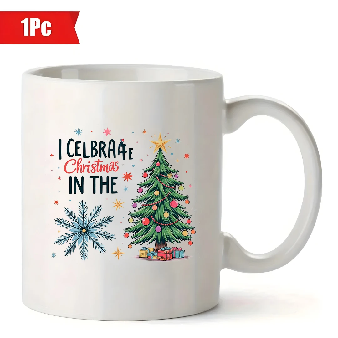 แก้ว 11 ออนซ์ + แก้วลายต้นคริสต์มาส ของขวัญคริสต์มาส แก้วน้ำเด็ก แก้วกาแฟสำหรับครอบครัวและสำนักงาน