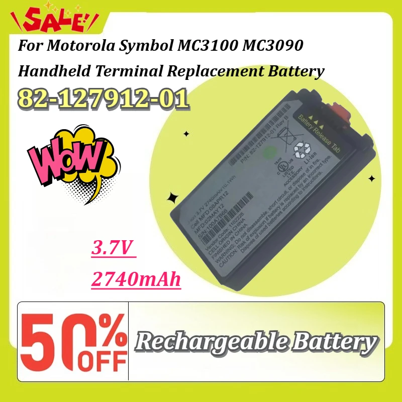 New 82‑127912‑01 3.7V 2740mAh Rechargeable Battery Pack For Motorola Symbol MC3100 MC3090 Handheld Terminal Replacement Battery