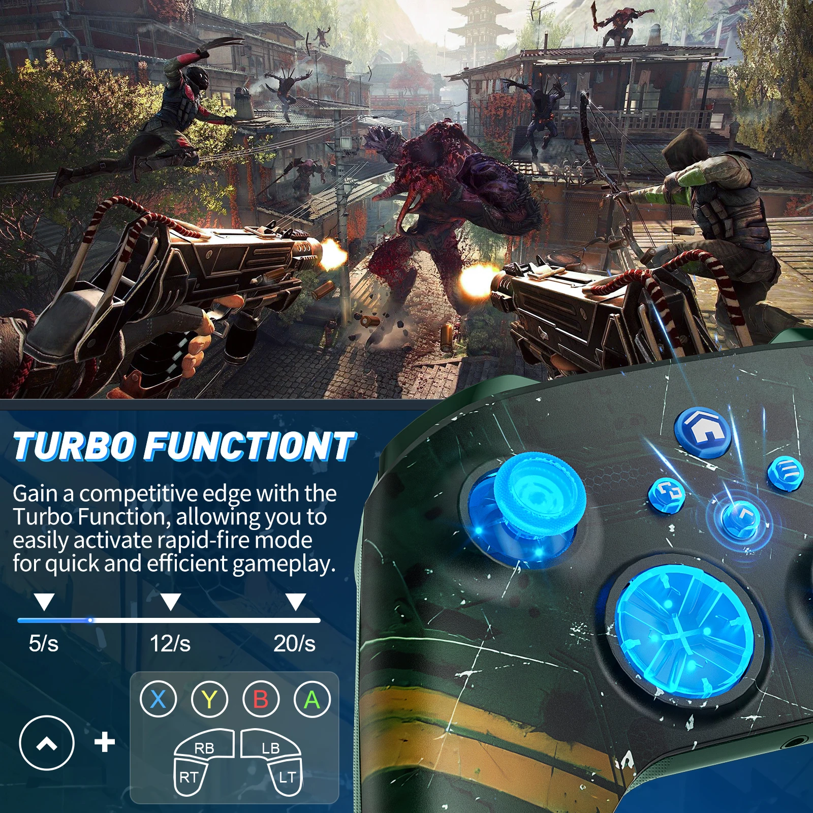 لوحة ألعاب WiFi لاسلكية لوحدة تحكم Xbox المتوافقة مع Xbox One، Xbox Series X/S PC مع وظيفة Turbo/Macro، مقبس سماعة رأس 3.5 مم