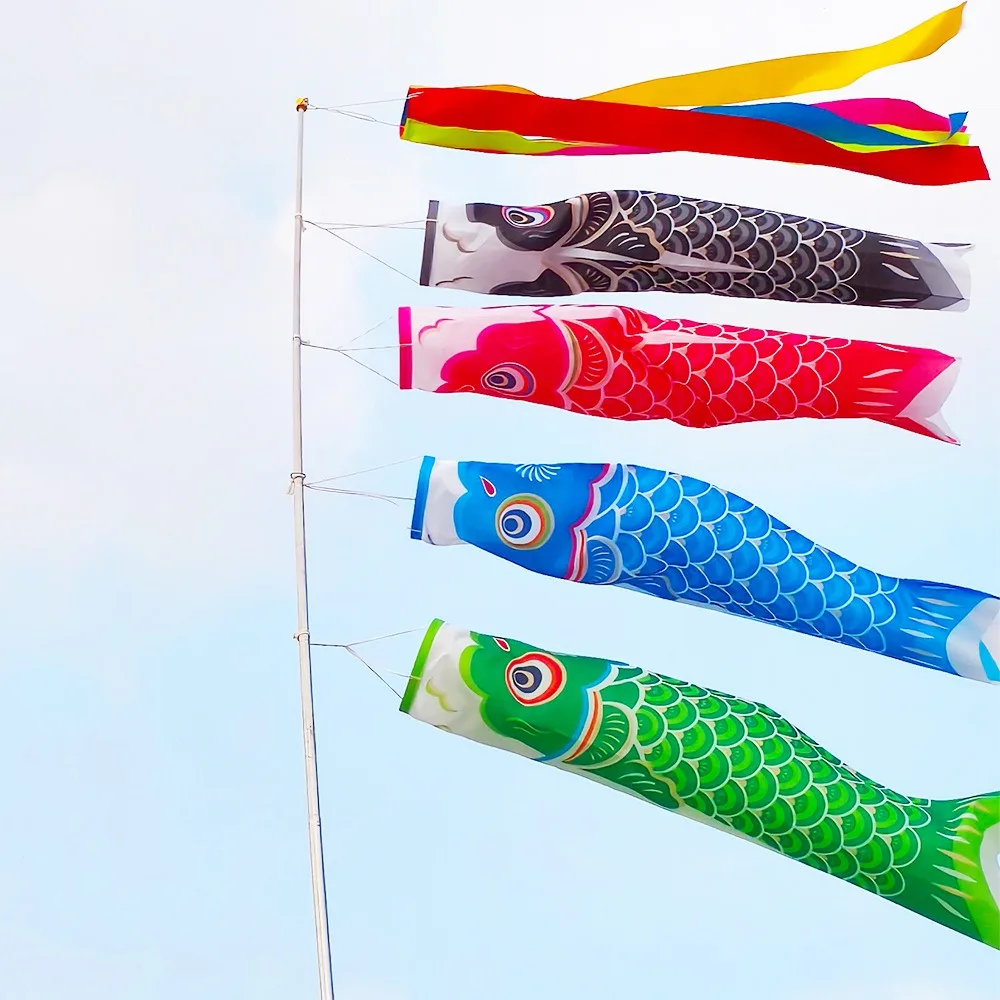 New Japanese Carp Streamer Fish Flag 40/70/100cm Wind Chimes Koinobori Kite Colorful Plastic Flying Yard Hanging Decor