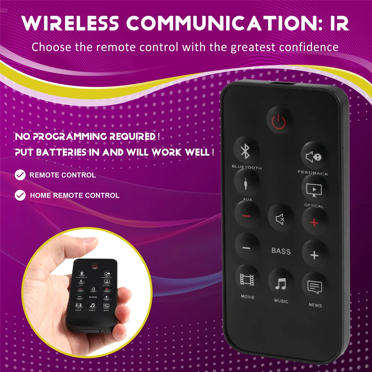 Trending Now Wireless Remote Control for Jbl Cinema SB150 Audio System Player Controller Black