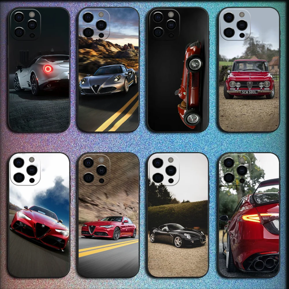 

A-AlfaeS Car R-RomeoS-S Phone Case For iPhone 16,15,14,13,12,11,Pro,X,XS,Max,XR,Plus,Mini Soft Black Cover
