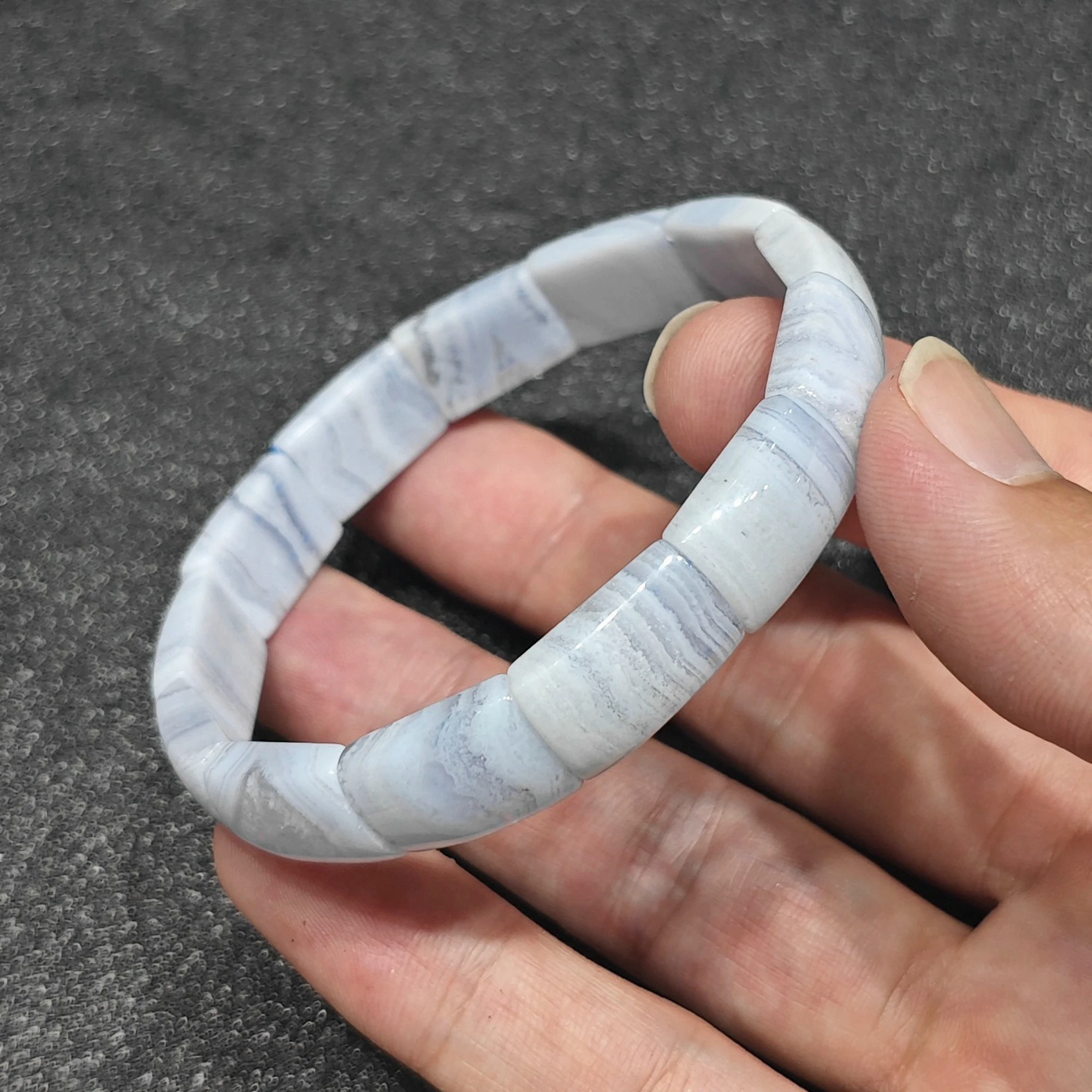 Natural Sky Blue Lace Agate Bracelet Rectangle Flat Slab Cuff White Wave Banding Crystal Random Dispatch Supply 1 Piece