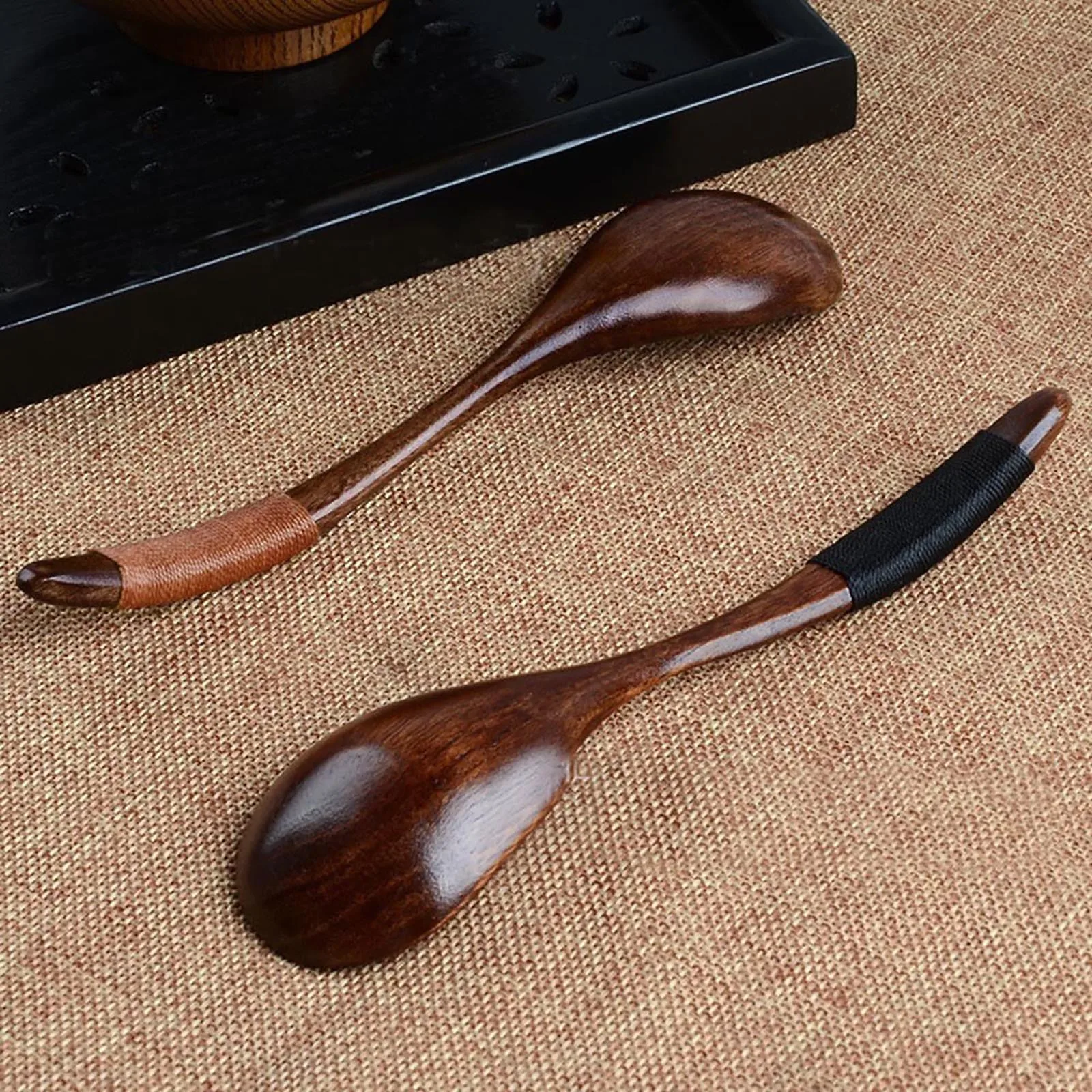 Wooden Spoon Small Cooking Scoop Teaspoon Catering Household Kitchen Accessories For Coffee Lamian Noodles, Rice,Corn Soup 스푼 #M