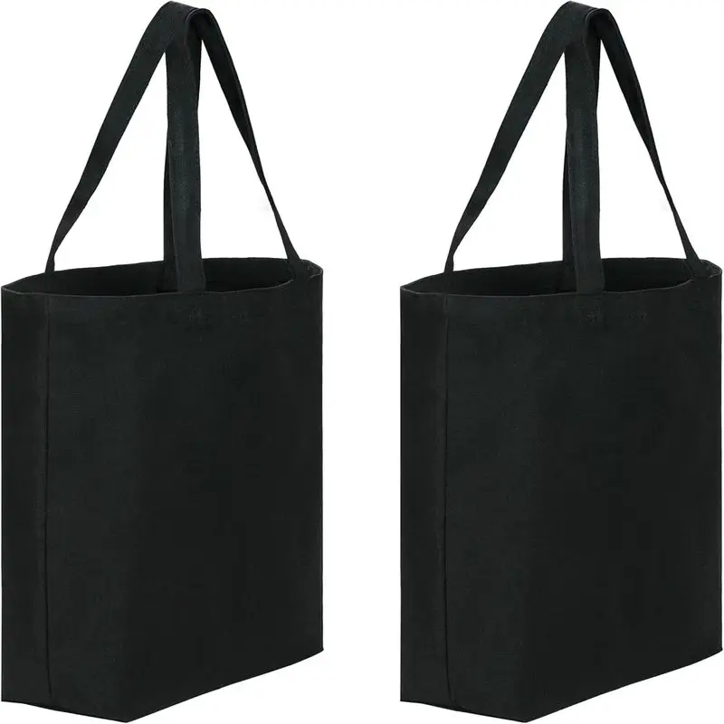 

Canvas Tote Bags - 2 Pcs Multi-Purpose Reusable Bags - Perfect for Grocery, Shoppping & DIY Gifts