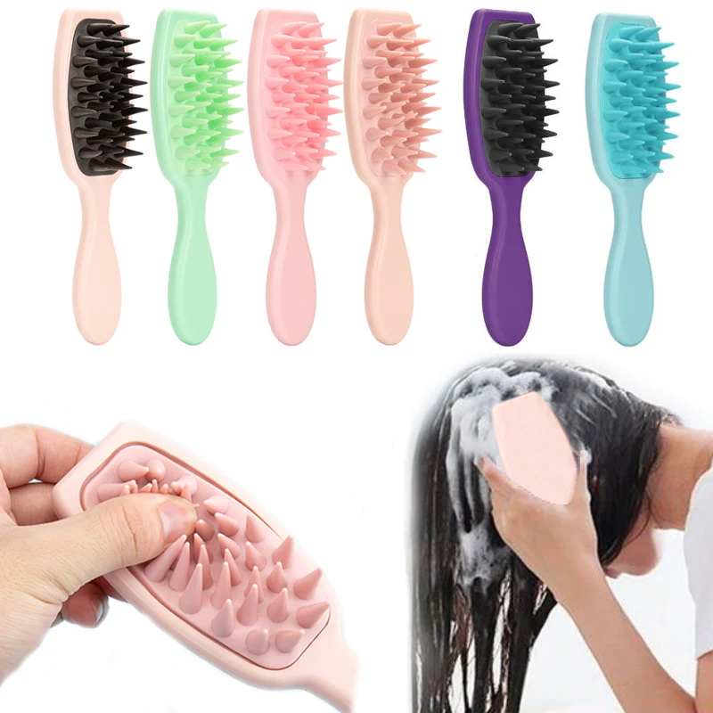 Extended Handle Soft Silicone Shampoo Scalp Hair Massager Hair Washing Comb Shower Brush Bath Spa Massage Brush расческа