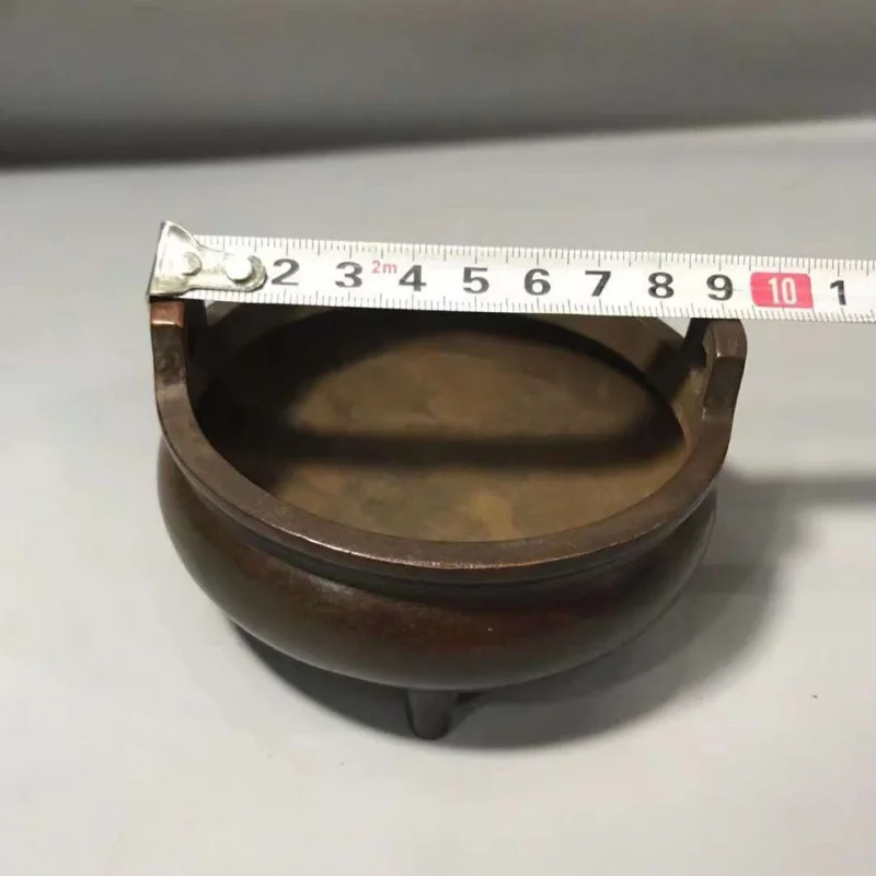 

Курильница из чистой меди, горелка Xuande, изысканная антикварная курильница с орнаментом в стиле ретро для предложений Будды, Бог богатства Гуань