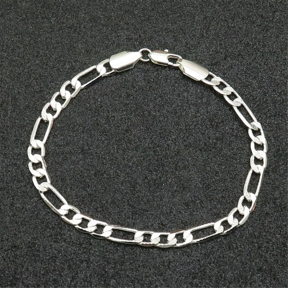 European and American New 925 Silver Plated Jewelry Personalized 6MM4MM Three Room One Couple Bracelet for Men and Women