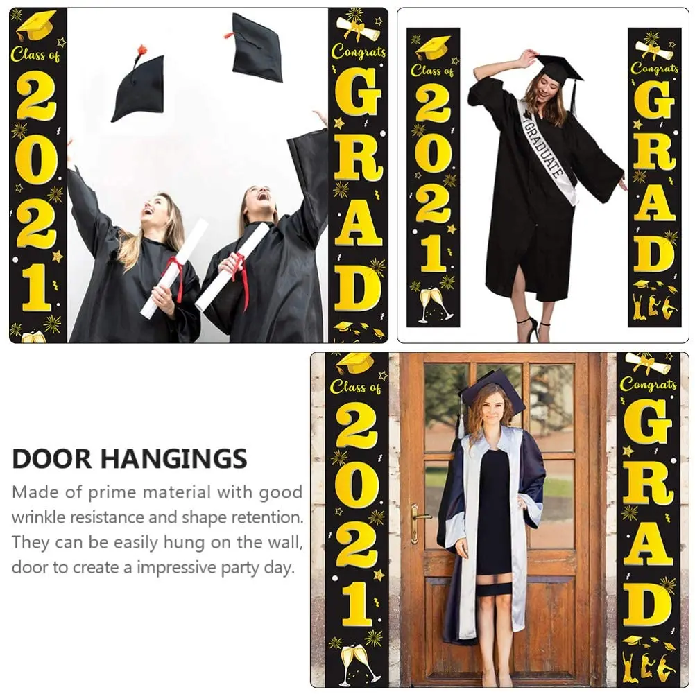 أفضل العروض 1 زوج علامة الشرفة التخرج فئة 2021 لافتة الباب تهانينا علامات التخرج لتزيين حفلات التخرج