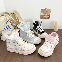 2026 New Women Canvas Shoes High Top Ruffles Unisex Vintage Distress Canvas Sneakers Students Short Boots Casual Shoes Spring
