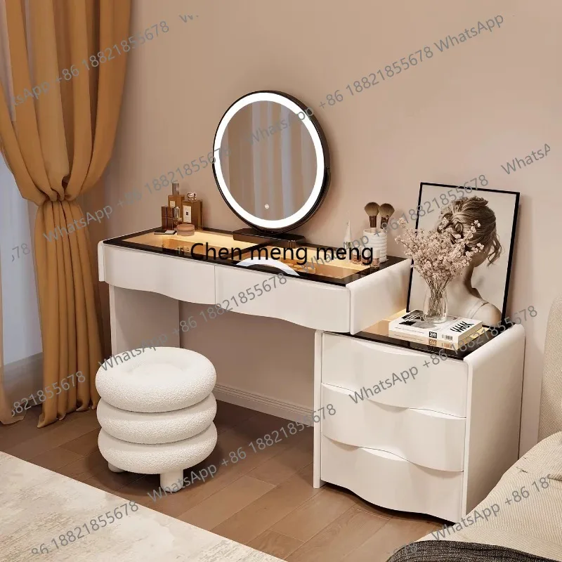 

mirror dressing table Modern bedroom with simple and integrated solid wood cabinet vanity makeup desk furniture