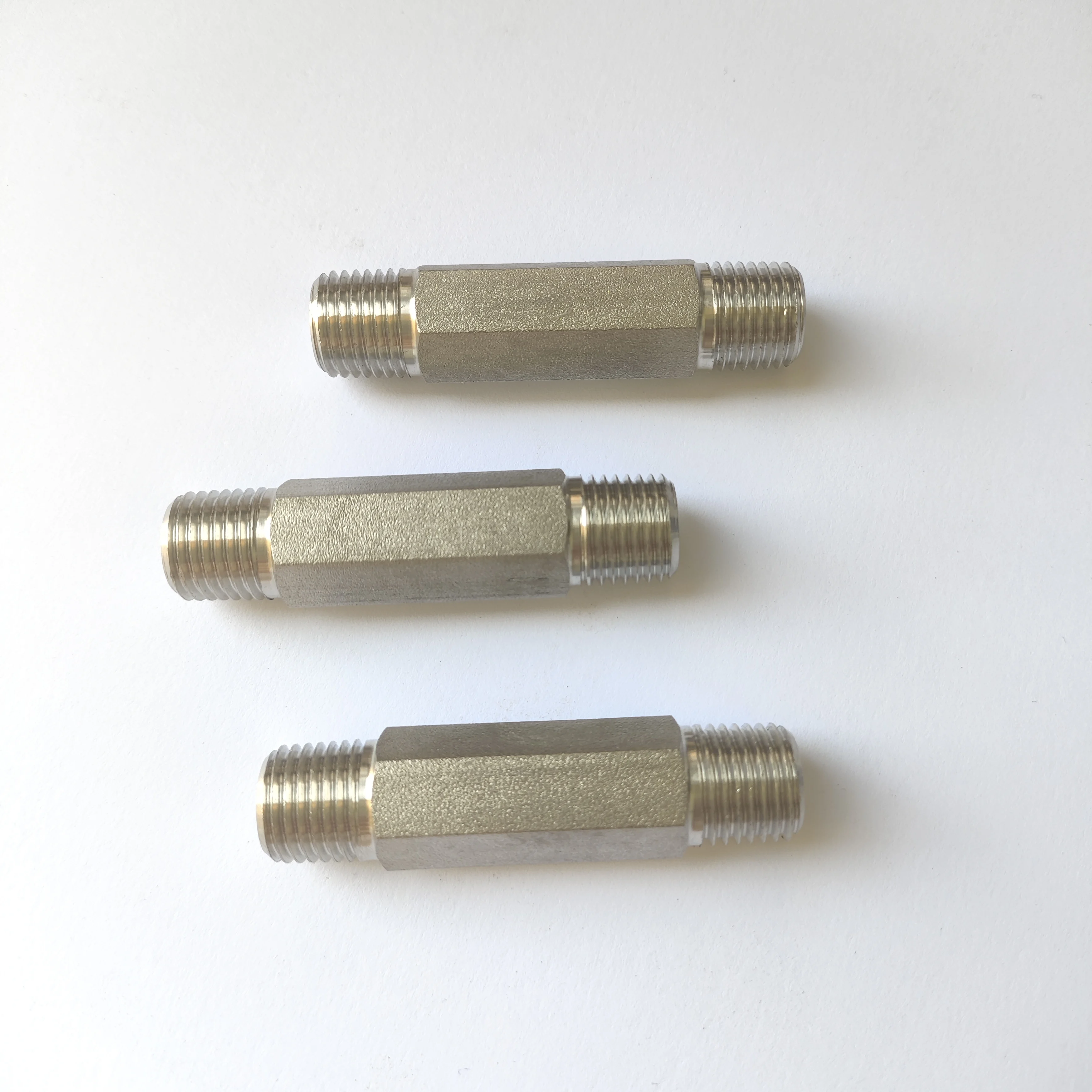 304 Stainless Steel Hexagon Rod Extended Outer Wire Joint American NPT1/4 Double Outer Wire 60mm Long External Thread Joint