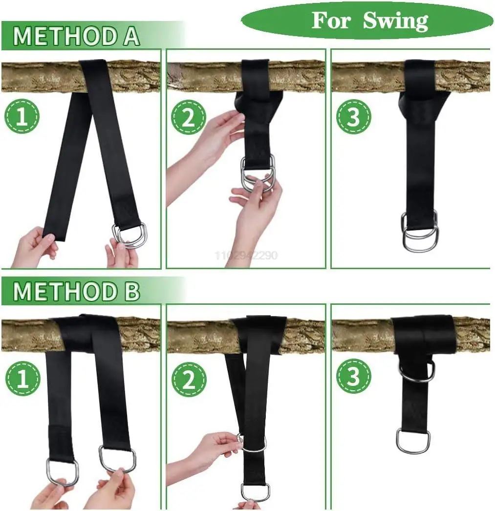 5FT Tree Swing Hanging Straps Heavy Duty Hammock Straps with Safer Lock Snap Perfect for Hammocks and Any Swing Holds 2200 lbs