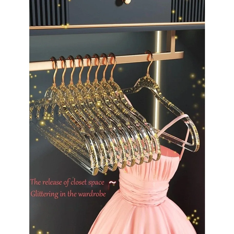 Acrylic Transparent Clothes Hanger Sturdy High Load Bearing Capacity Clothes Hanger Household Anti Slip Plastic Clothes Hangers