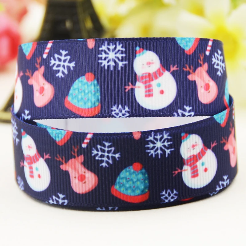 22mm 25mm 38mm 75mm Christmas cartoon printed Grosgrain Ribbon party decoration 10 Yards satin ribbons