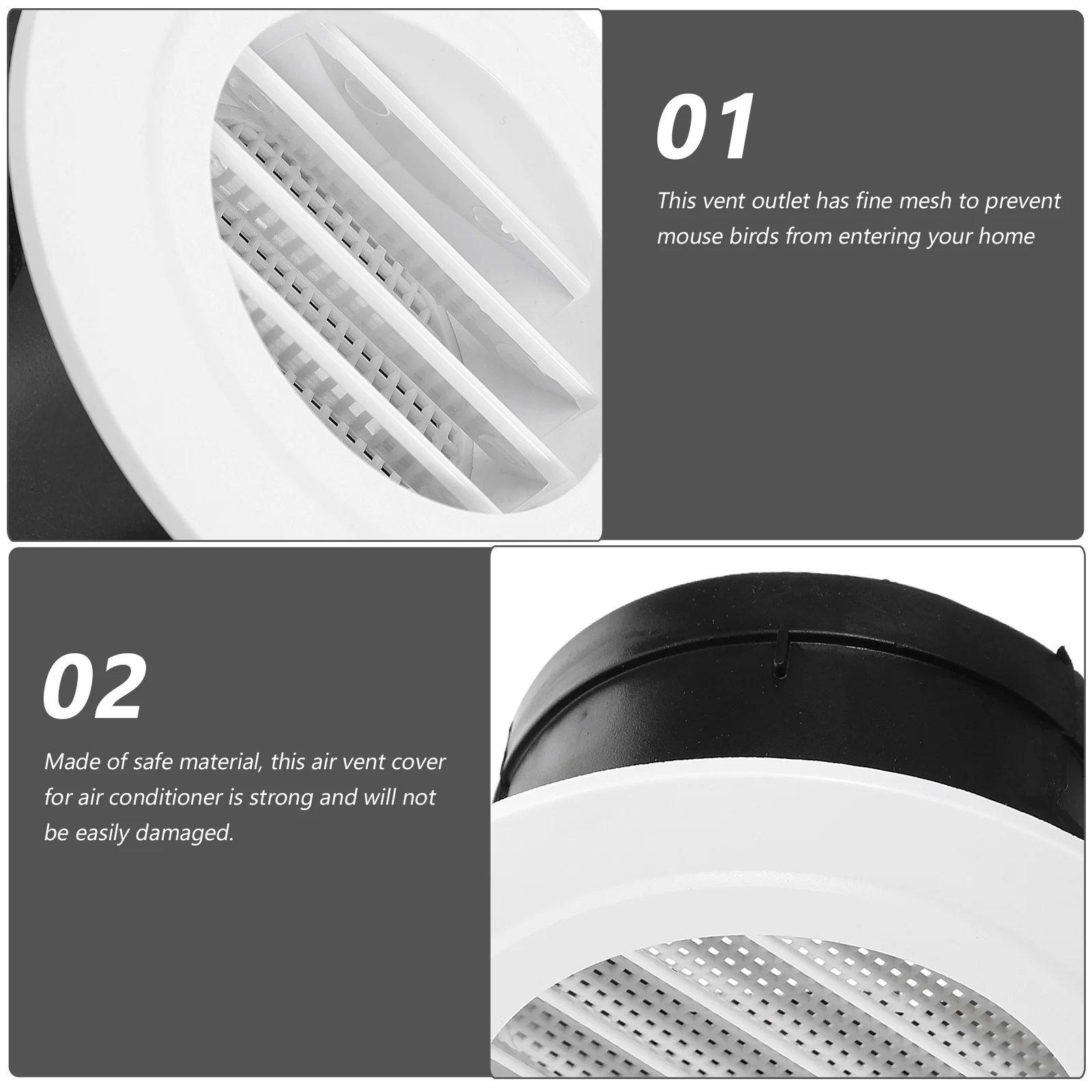 

Durable Conditioner Vent Cover Round Soffit Air Exhaust Vent Fine Mesh Strong Shutter Design Easy Installation Home Bathroom