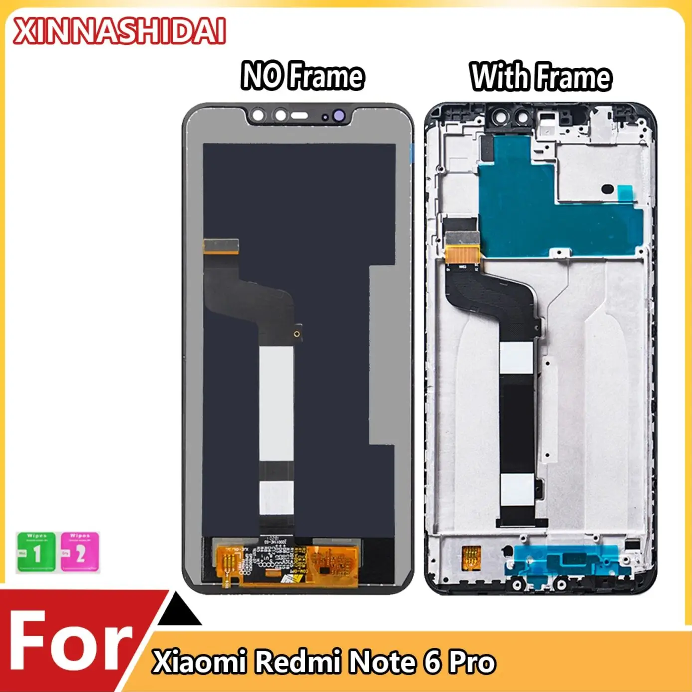 100% New for Xiaomi Redmi Note 6 Pro LCD Display with Frame Touch Screen Digitizer LCD For Redmi Note6 Pro Assembly Repair Parts