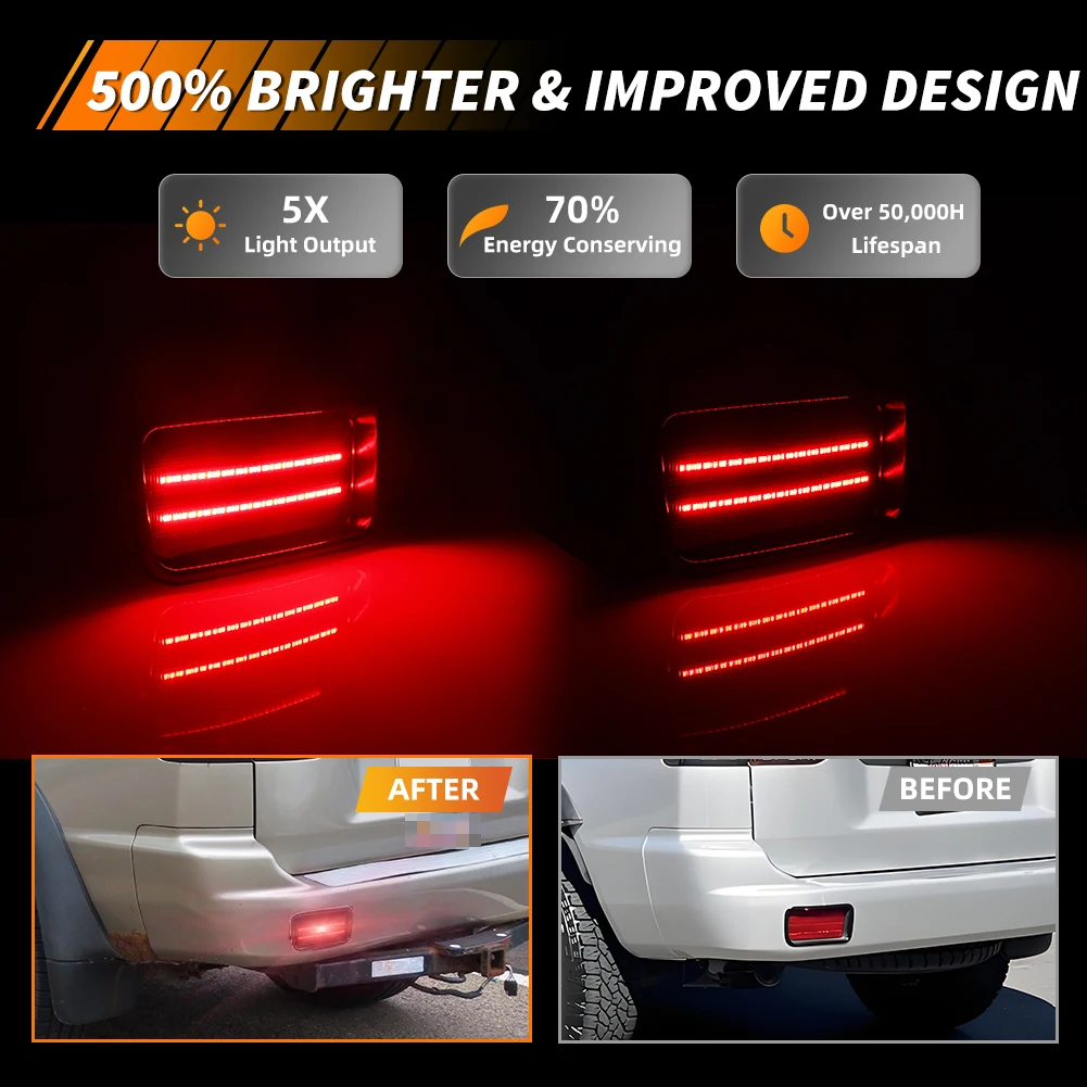 2Pcs For 1999 2000 2001 2002 2003 2004 Mitsubishi Montero Sport Rear Brake Light Tail Light Reflector Turn Signal Light W/LED view 6