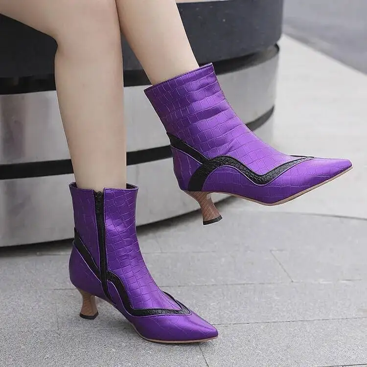 

Pointed Toe Women's Ankle Boots Comfortable Mid Heels Women Short Boots Female Office Shoes