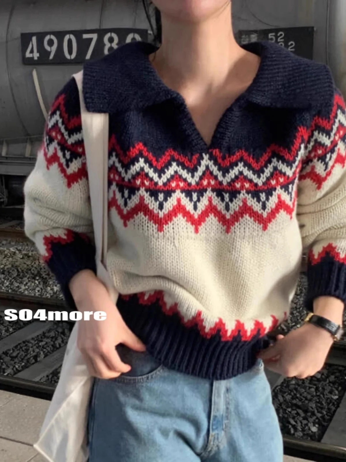 

Nordic Cisas Aosphere Vintage V-Ne Knitted Sweater Floral Embroidery Autumn Winter New Arrival Women's Faion Top