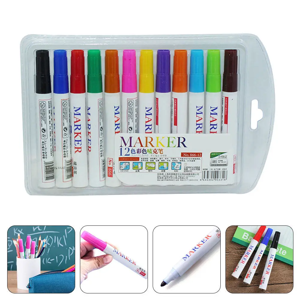 

12Pcs Oil Based Paint Markers Smooth Writing Art Pen for Illustration Detailing Craft Design Professional Student Use