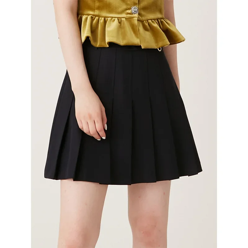 Neploe Belt High Waist Hundred Fold Short Skirts Femme 2024 Autumn Winter Japanese College Style Sweet High Waist A-Line Faldas