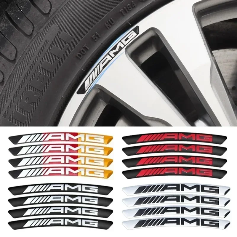 4Pcs Car Logo Wheel Hub Stickers Emblem Decoration For Mercedes Benz AMG CLA GLB GLC C43 C63 E53 GT SLK W205 W211 W203 W168 W222