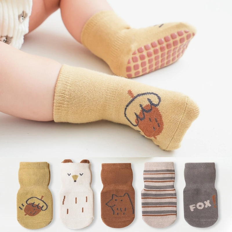 Spring Autumn Children Baby Girls Boys School Cotton Socks Home Trampoline Socks Kids Toddler Cute Floor Sport Anti-Slip Socks