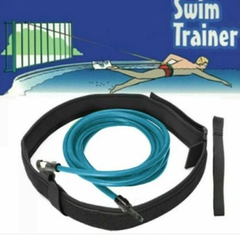 Cinturón elástico de resistencia ajustable para Entrenamiento de natación, cuerda de seguridad para ejercitar en la piscina, tubos de látex, 4m