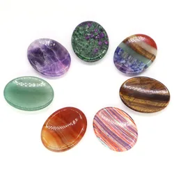 Wholesale 35x45mm Thumb Forget Worry Stones Oval Massage Quartz 7 Chakra Crystal Healing Reiki Energy Meditation Pocket Gemstone