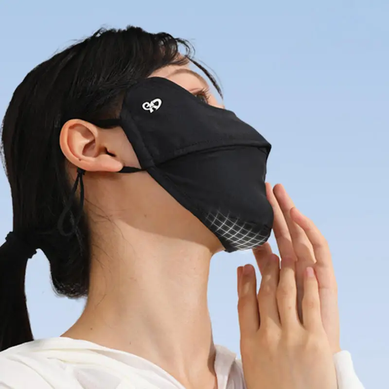 قناع صيفي من الحرير الجليدي للحماية من أشعة الشمس فوق البنفسجية، قناع وجه لركوب الدراجات النارية للنساء والرجال، غطاء وجه قابل للتنفس، درع وجه من الحرير الجليدي #4