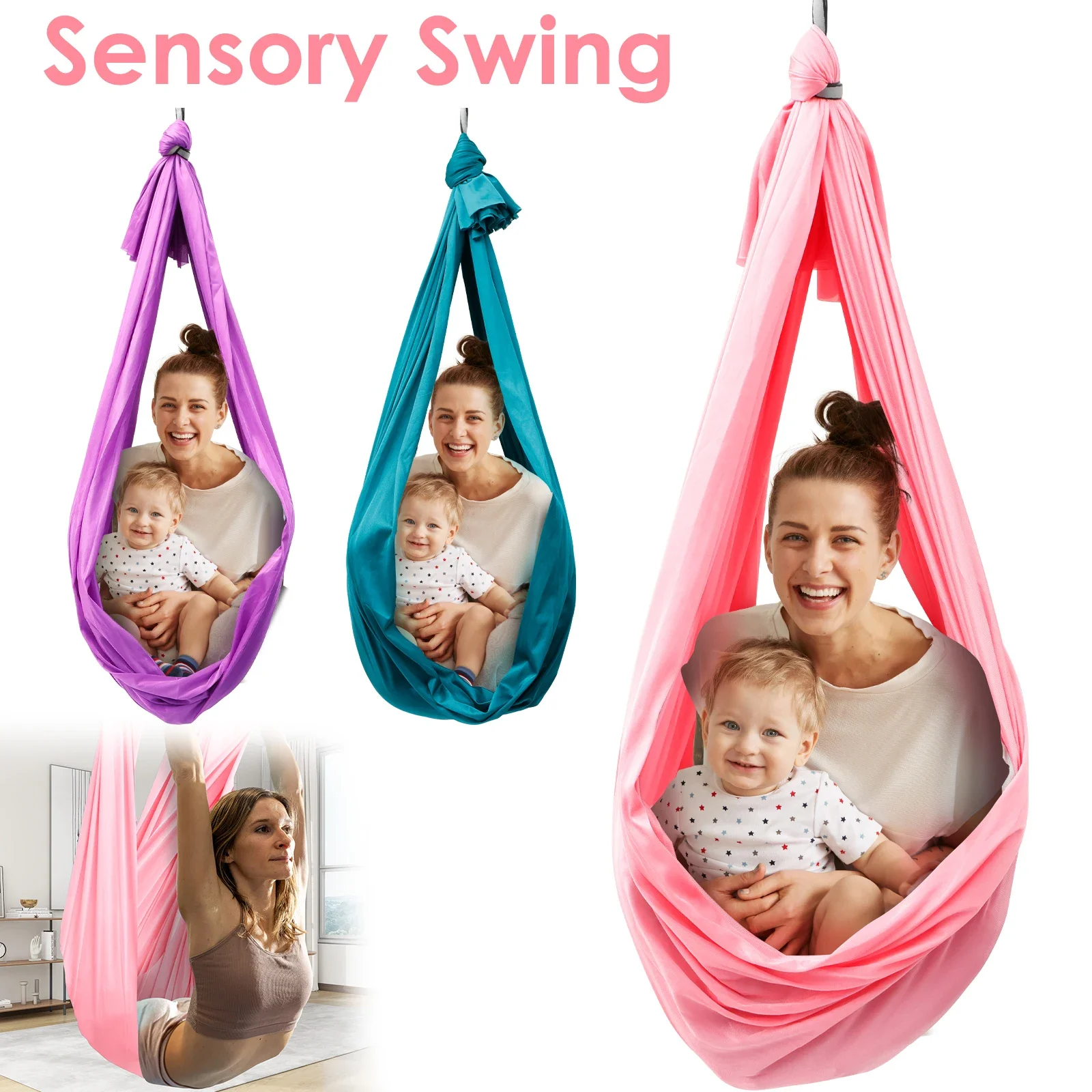 Altalena sensoriale Letto sospeso elastico per interni ed esterni Amaca coccole portatile per bambini e adulti Aspergers per autismo ADHD