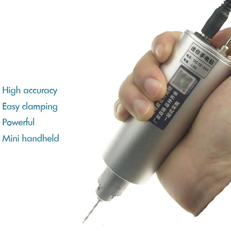 0.3-4mm Mini Micro Electric Drill Aluminum Hand Portable Handheld Drill Engraver Pen Grinder With/  Power Supply, Rotary Tools